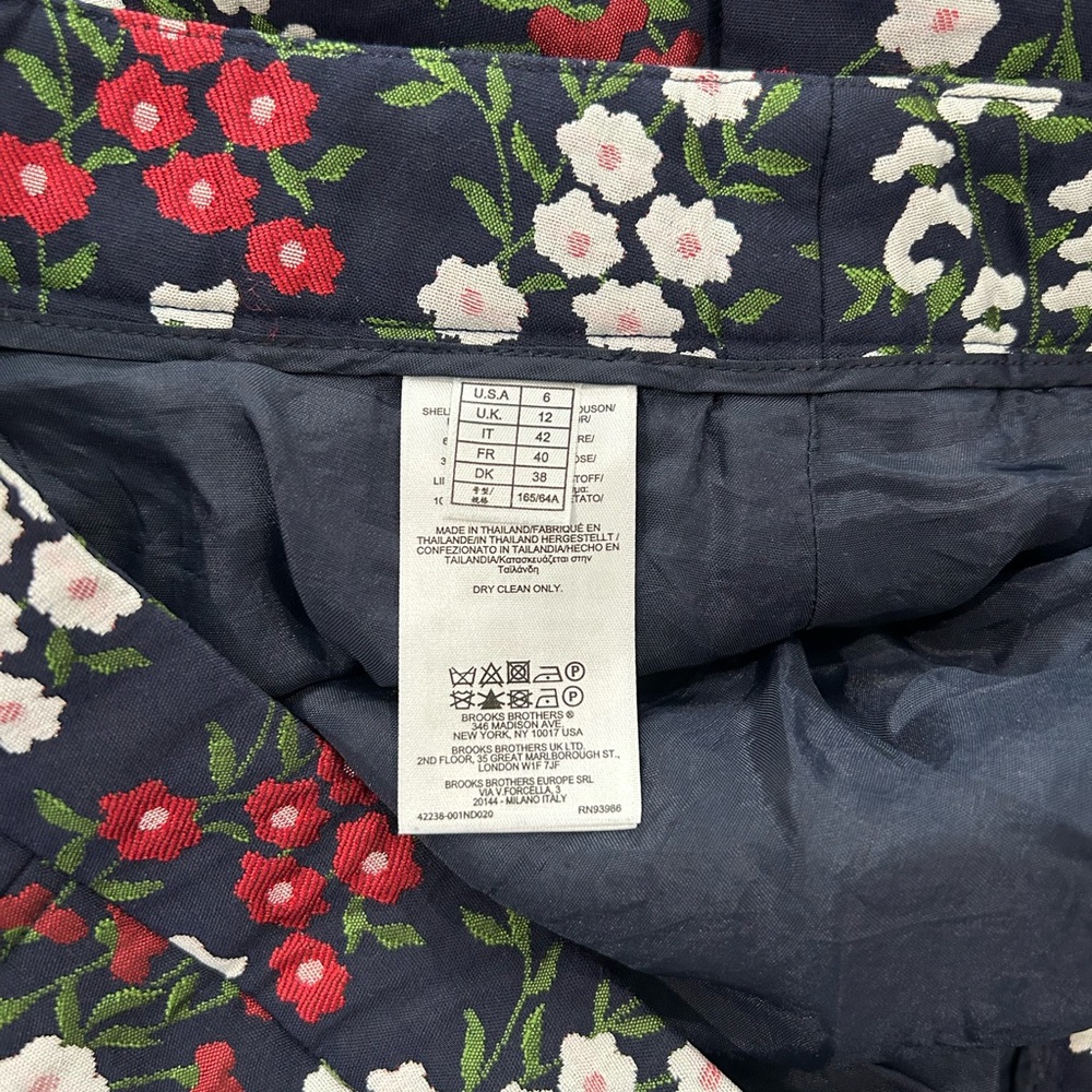 Brooks Brothers Floral A-Line Skirt - Navy with Red and White - Picture 3 of 6